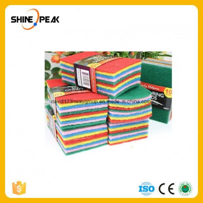 Sponge Scouring Pads with Abrasive Layer Synthetic Fiber